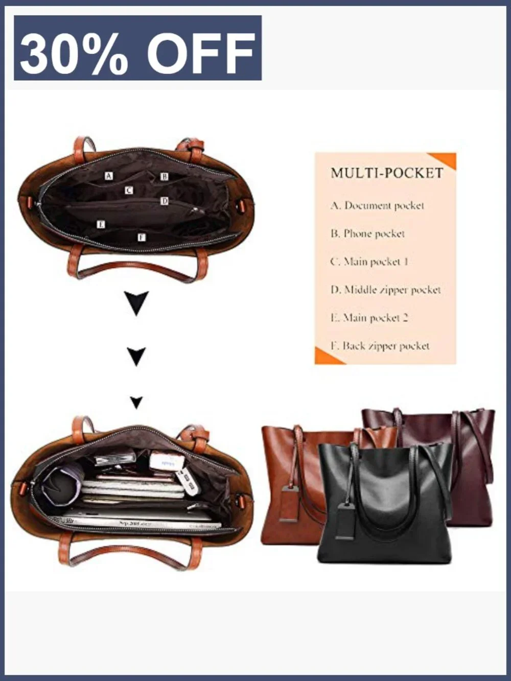 Vegan Leather Women's Satchel Handbag Tote Shoulder Bag Large Purse with